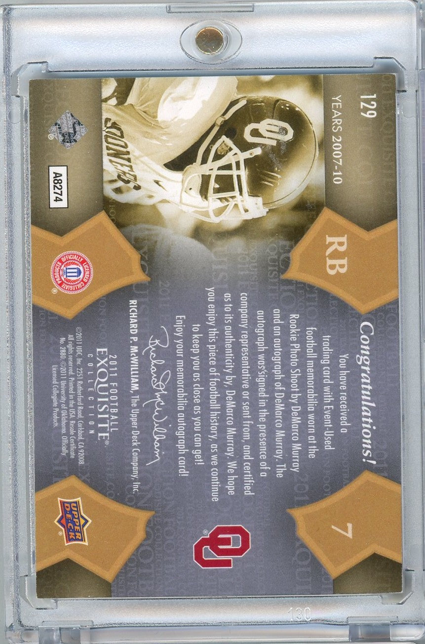 2011 Upper Deck Exquisite Football DeMarco Murray #129 /135 Rookie Patch Auto Rookie RC Football Card