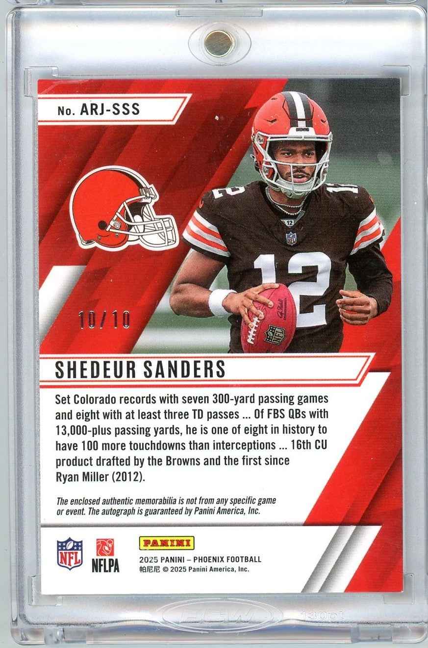 2025 Panini Phoenix Ascension Shedeur Sanders #ARJSSS 10/10 RPA Auto Rookie RC Football Card