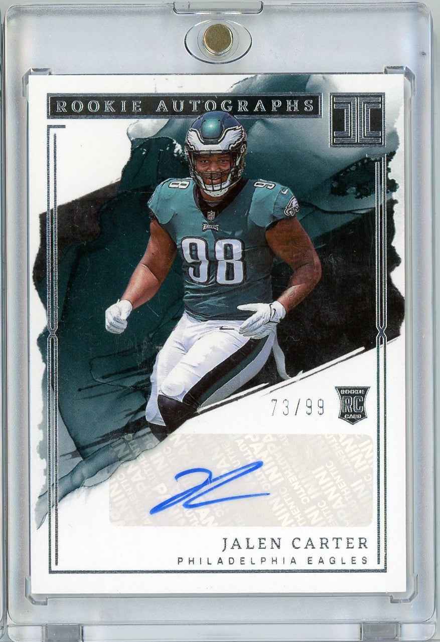 2023 Panini Impeccable Jalen Carter #RA-JC /99 Rookie Autographs Auto Rookie RC Football Card
