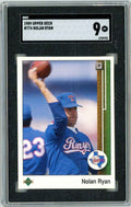 Graded 1989 Upper Deck Nolan Ryan Throwing Football #774 Baseball Card SGC 9 Mint
