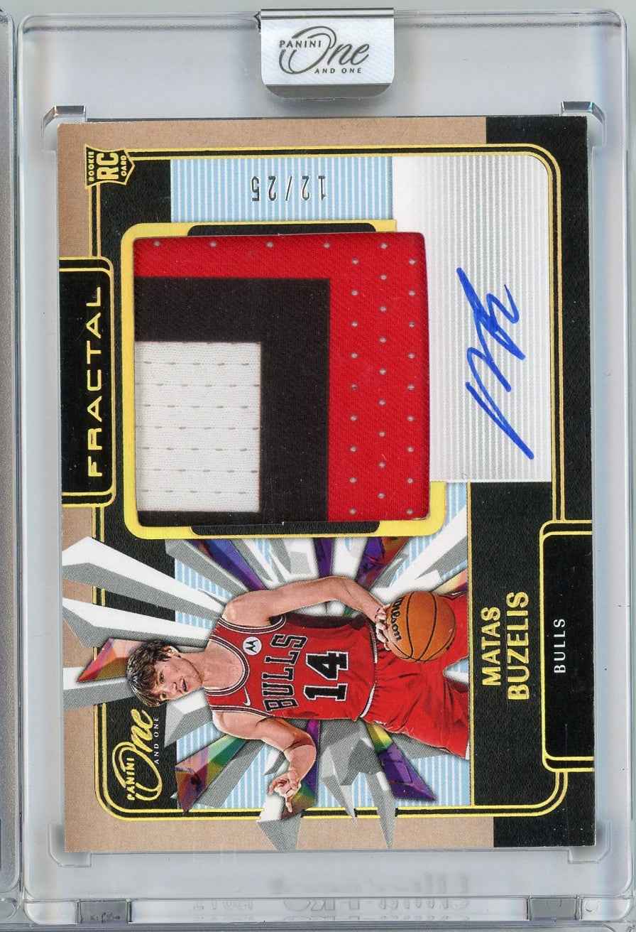 2024 Panini One and One Matas Buzelis #FPABUZ /25 Fractal RPA Auto Rookie RC Basketball Card