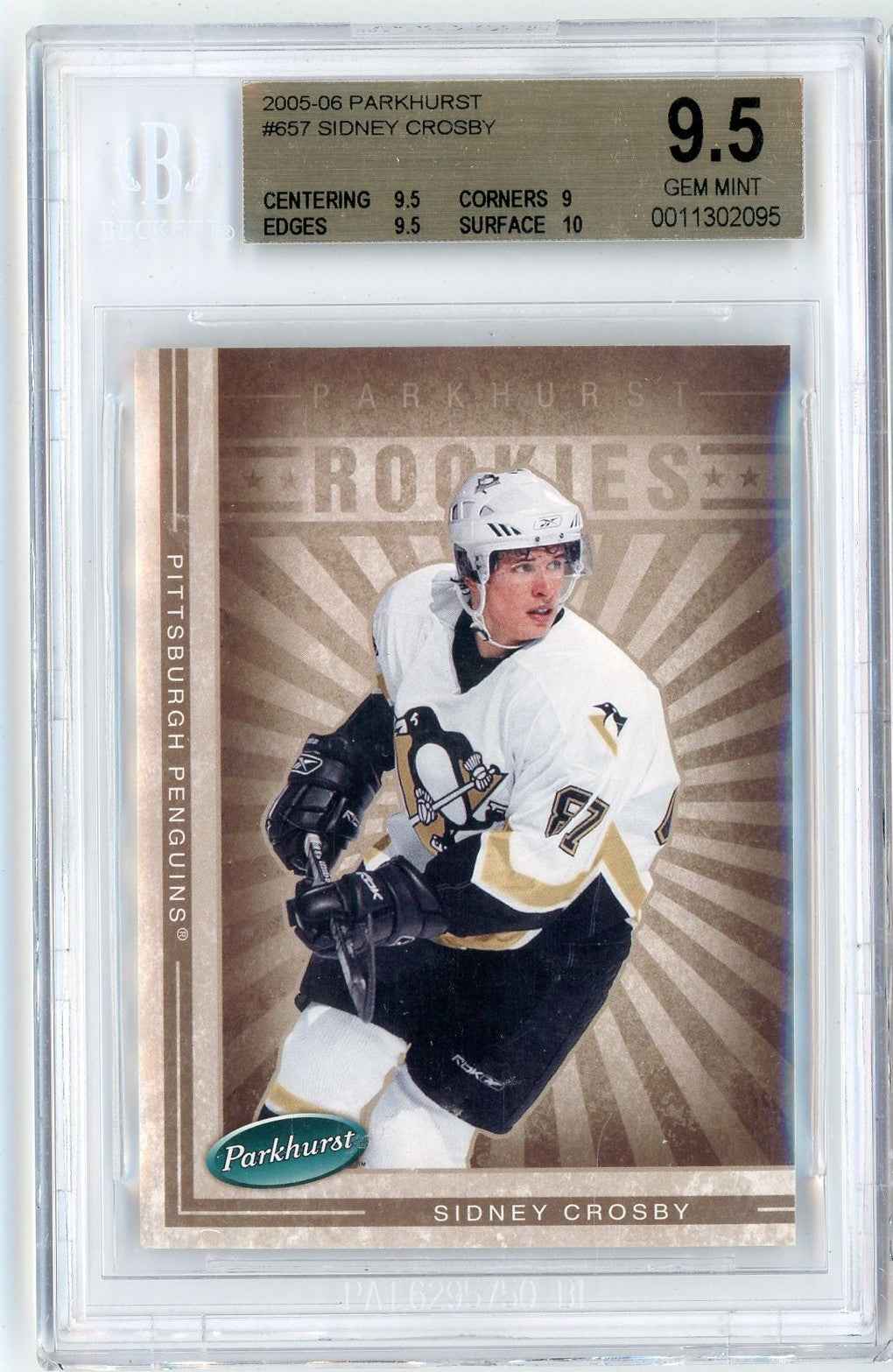 Graded 2005 Upper Deck Parkhurst Sidney Crosby #657 Rookie RC Hockey Card BGS 9.5 Gem Mint