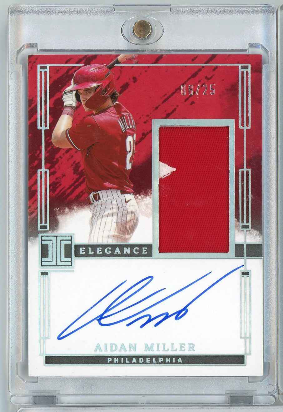 2024 Panini Impeccable Aidan Miller #EPJAM /25 Elegance Relic Auto Rookie RC Baseball Card