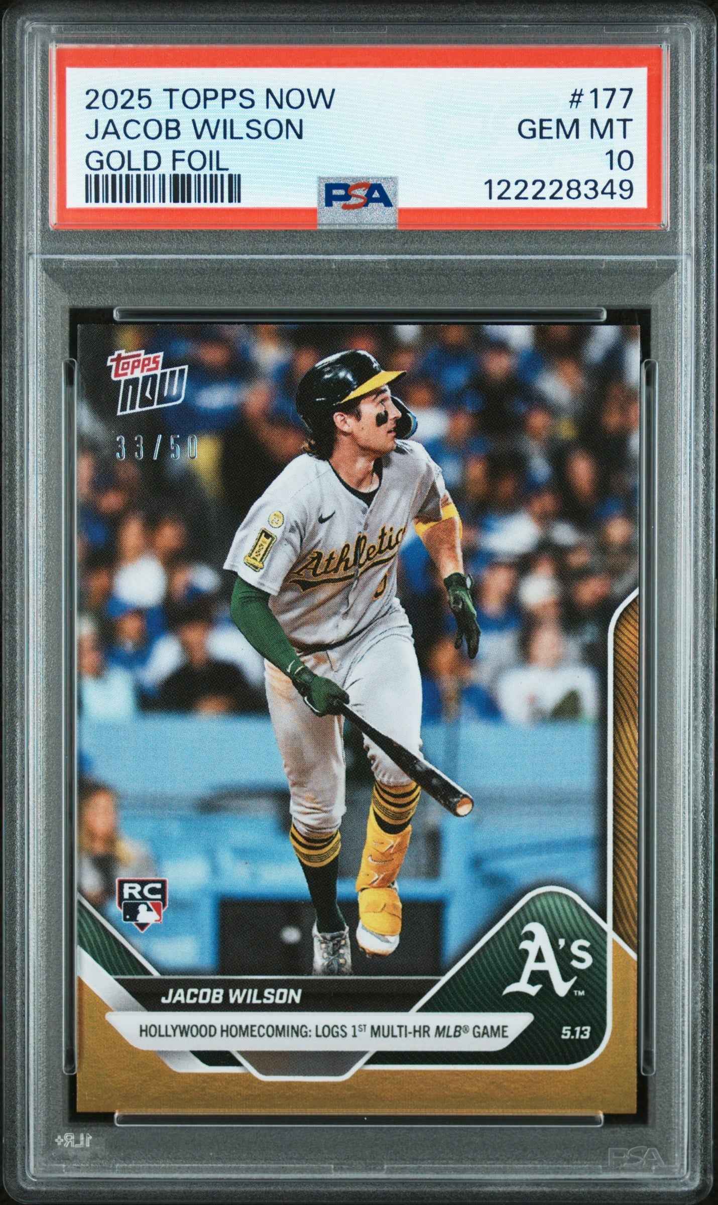 Graded 2025 Topps Now Jacob Wilson #177 Gold /50 Rookie RC Baseball Card PSA 10 Gem Mint