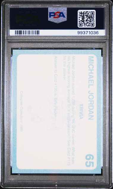 Graded 1989 North Carolina Collegiate Collection Michael Jordan #65 Basketball Card PSA 10 Gem Mint