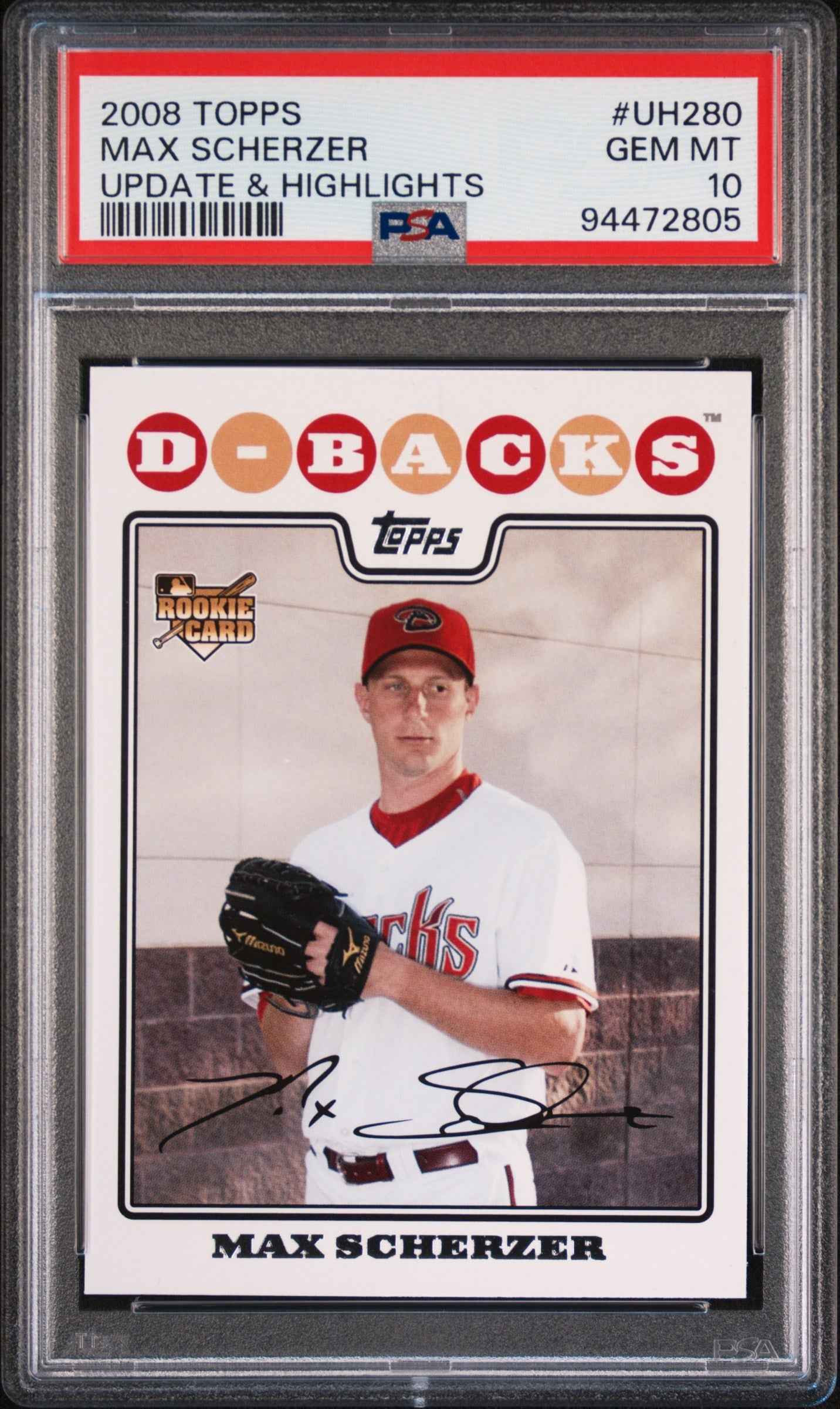 Graded 2008 Topps Update & Highlights Max Scherzer #UH280 Rookie RC Baseball Card PSA 10 Mint