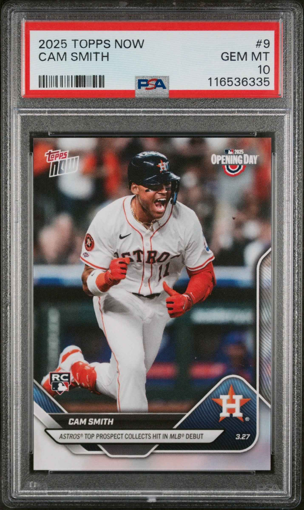 Graded 2025 Topps Now Cam Smith #9 Rookie RC Baseball Card PSA 10 Gem Mint