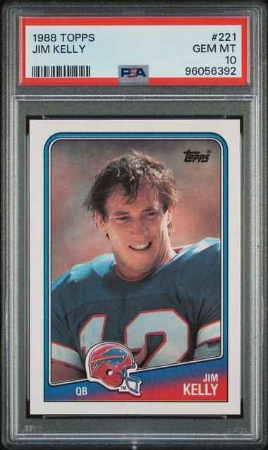 Graded 1988 Topps Jim Kelly #221 2nd Year Football Card PSA 10 Gem Mint