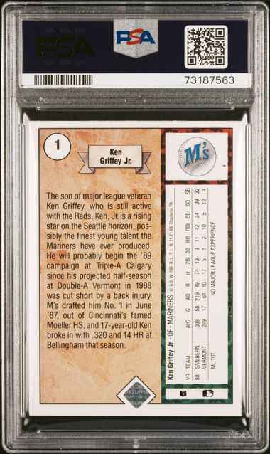 Graded 1989 Upper Deck Star Rookie Ken Griffey Jr. #1 Rookie RC Baseball Card PSA 7 NM