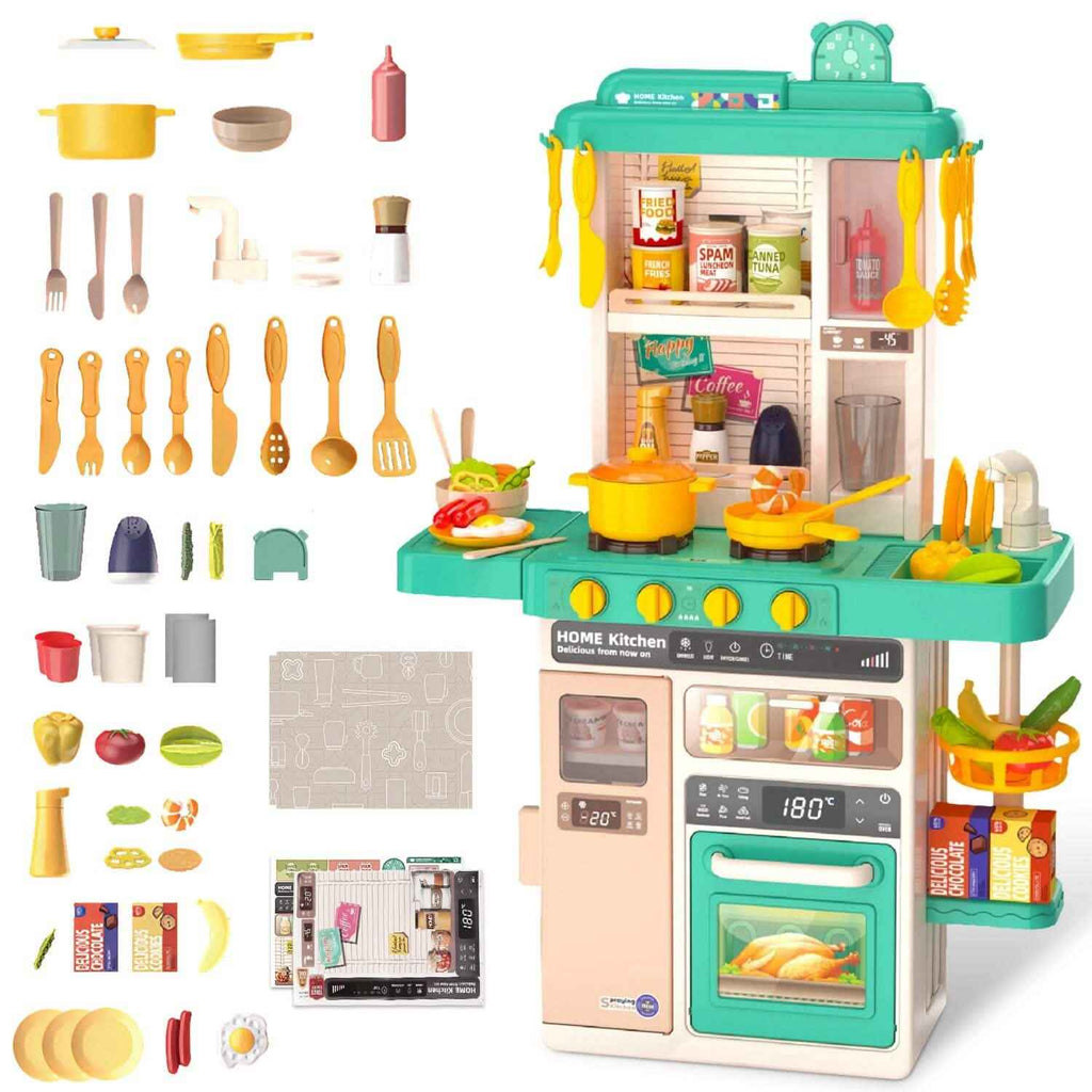Kids Kitchen Play Set Interactive Pretend Kitchen Toys Cookware
