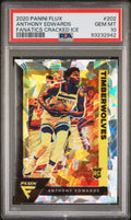Graded 2020 Panini Flux Anthony Edwards #202 Fanatics Cracked Ice Rookie RC Basketball Card PSA 10 Gem Mint