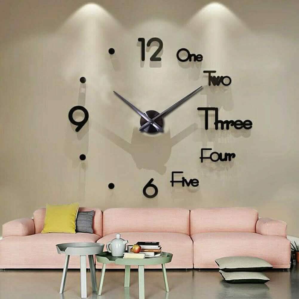 Large 3D Frameless Wall Clock Stickers