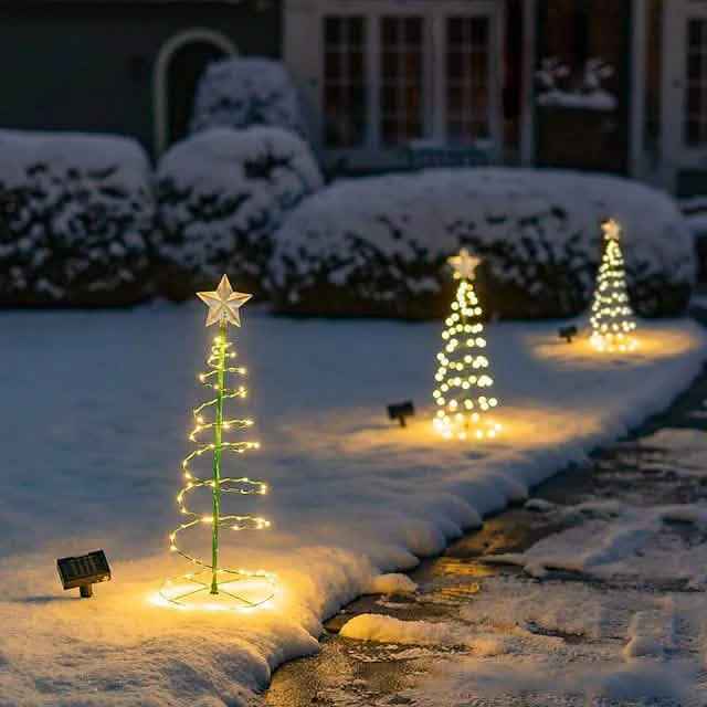 LED Christmas Tree Outdoor Solar Ground Plug Lights