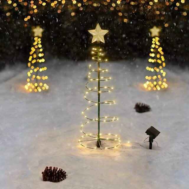 LED Christmas Tree Outdoor Solar Ground Plug Lights