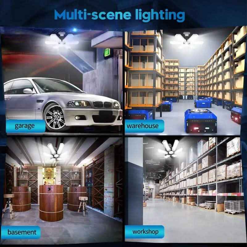 LED Garage Ceiling Lights 150W 15000LM 6500K with 6+1 Deformable Panels