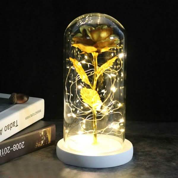 LED Glass Cover Simulation Foil Rose Flower