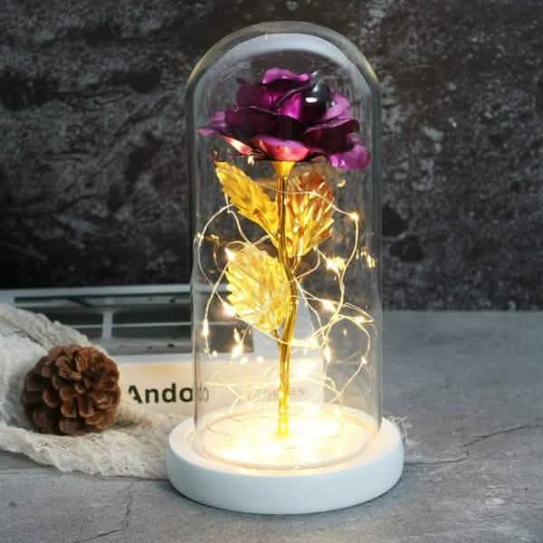 LED Glass Cover Simulation Foil Rose Flower