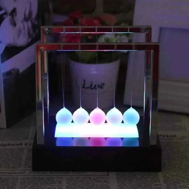 LED Light Up Pendulum Perpetual Fun Science Physics Learning Balance Balls Desk Toys