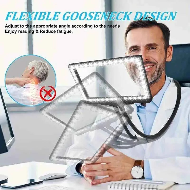 LED Magnifying Glass with Stand - 5x Zoom, USB Rechargeable Reading Aid