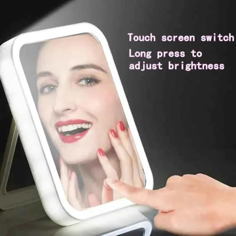 LED Makeup Mirror Touch Screen 3 Light Portable Standing Folding Vanity Mirror