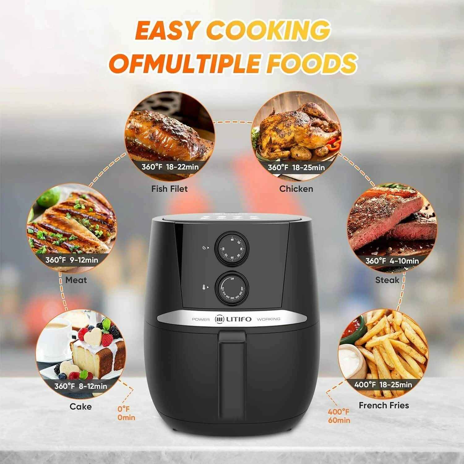 Air Fryer 4.5 QT Oven Oilless Cooker with Rotary Button Home