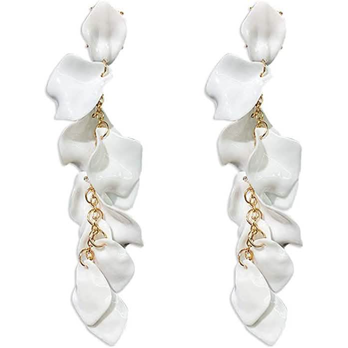 Long Acrylic Rose Petal Earrings