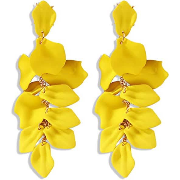 Long Acrylic Rose Petal Earrings