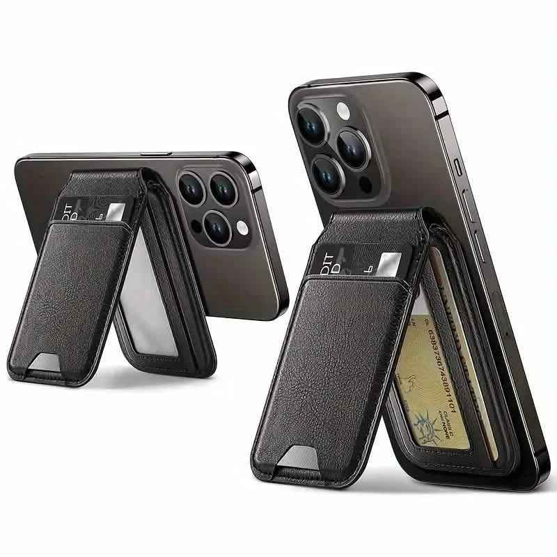 Magnetic PU Leather RFID Blocking Flip Kickstand Credit Slots Wallet Credit Cell Case Card Cover Slot Card Holder for Back of IPhone