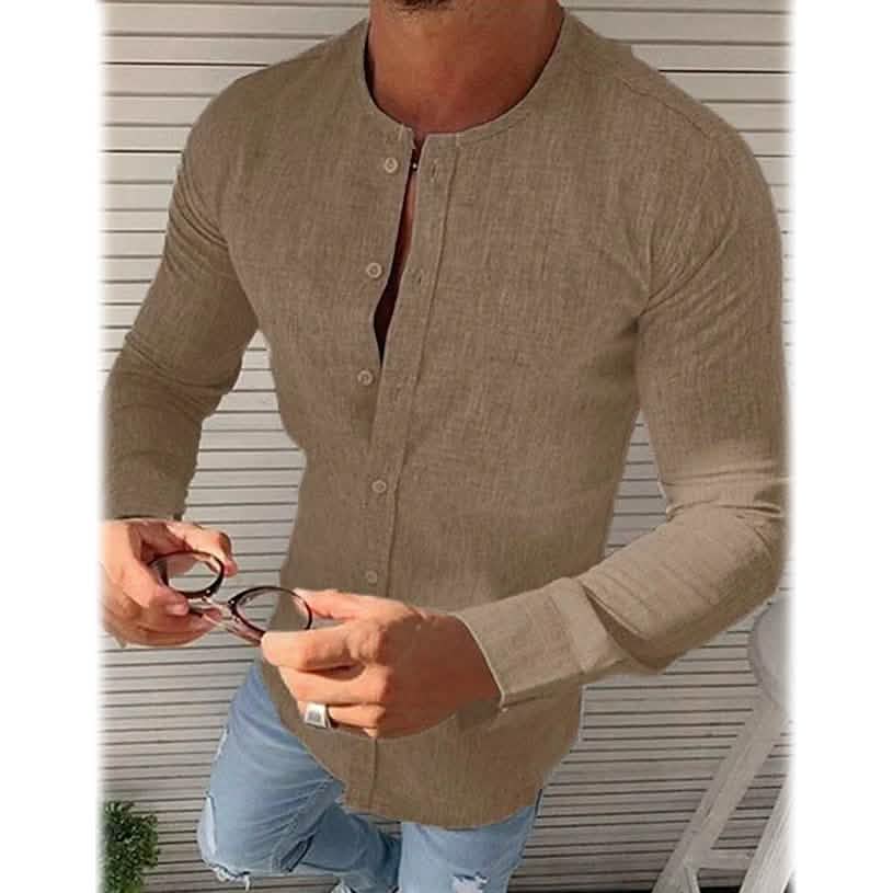 Men's Casual Solid Long Sleeve Shirt