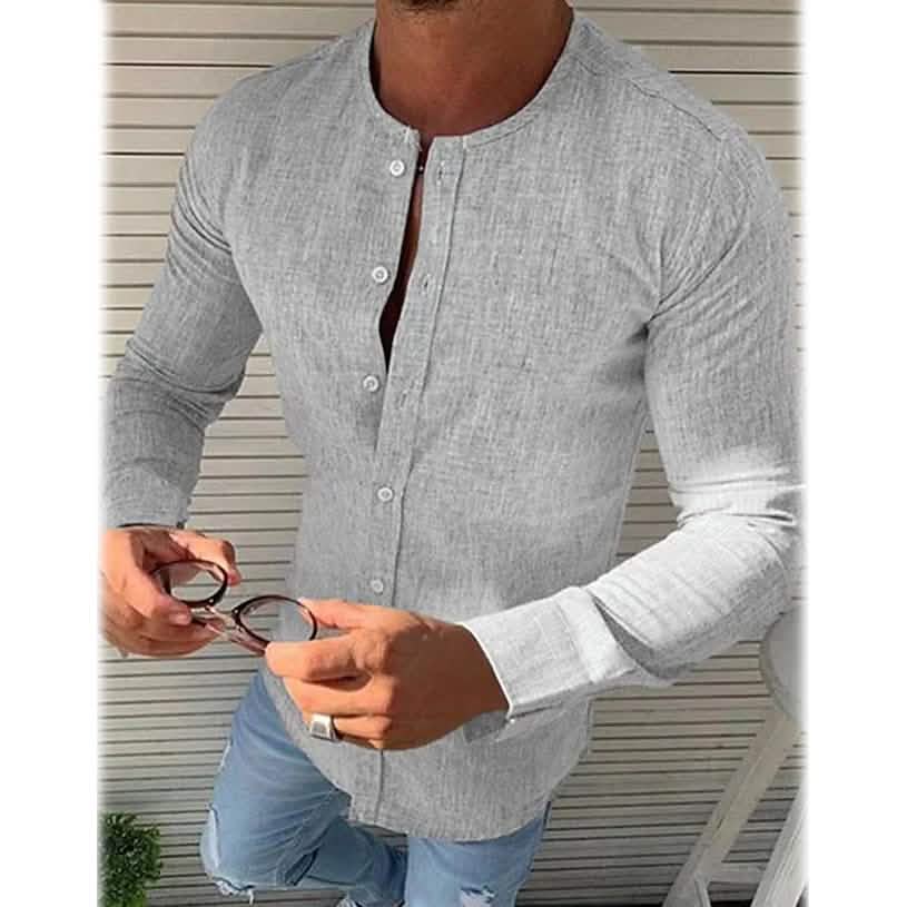 Men's Casual Solid Long Sleeve Shirt