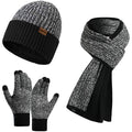 Men's Scarf and Beanie Hat Themal Gloves Set