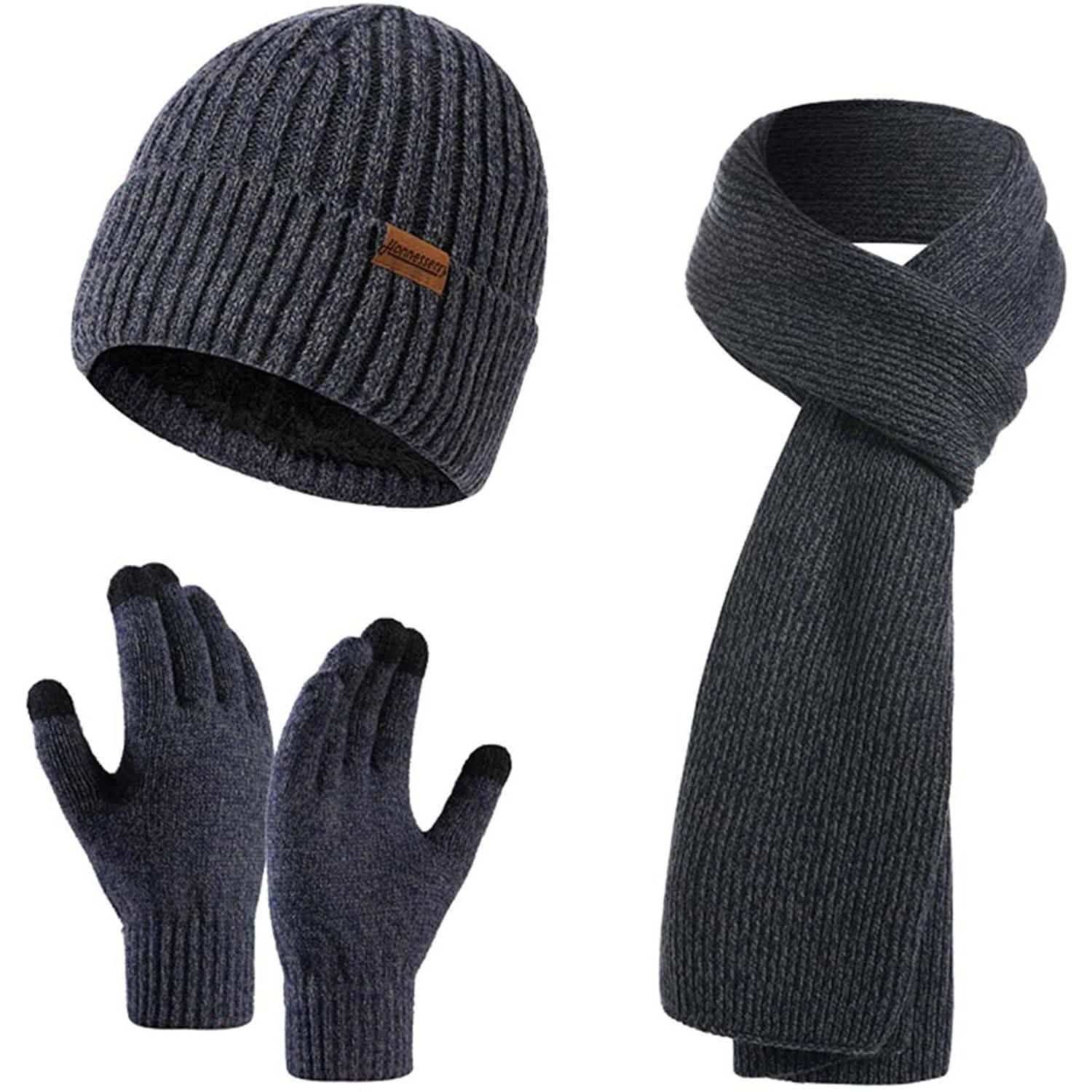Men's Scaves and Beanie Hat Themal Gloves Set