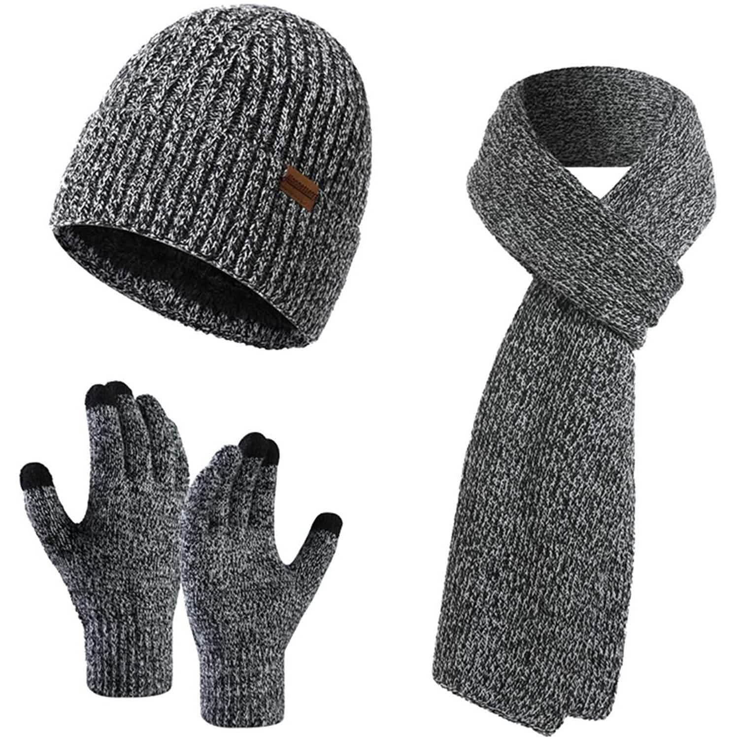 Men's Scaves and Beanie Hat Themal Gloves Set