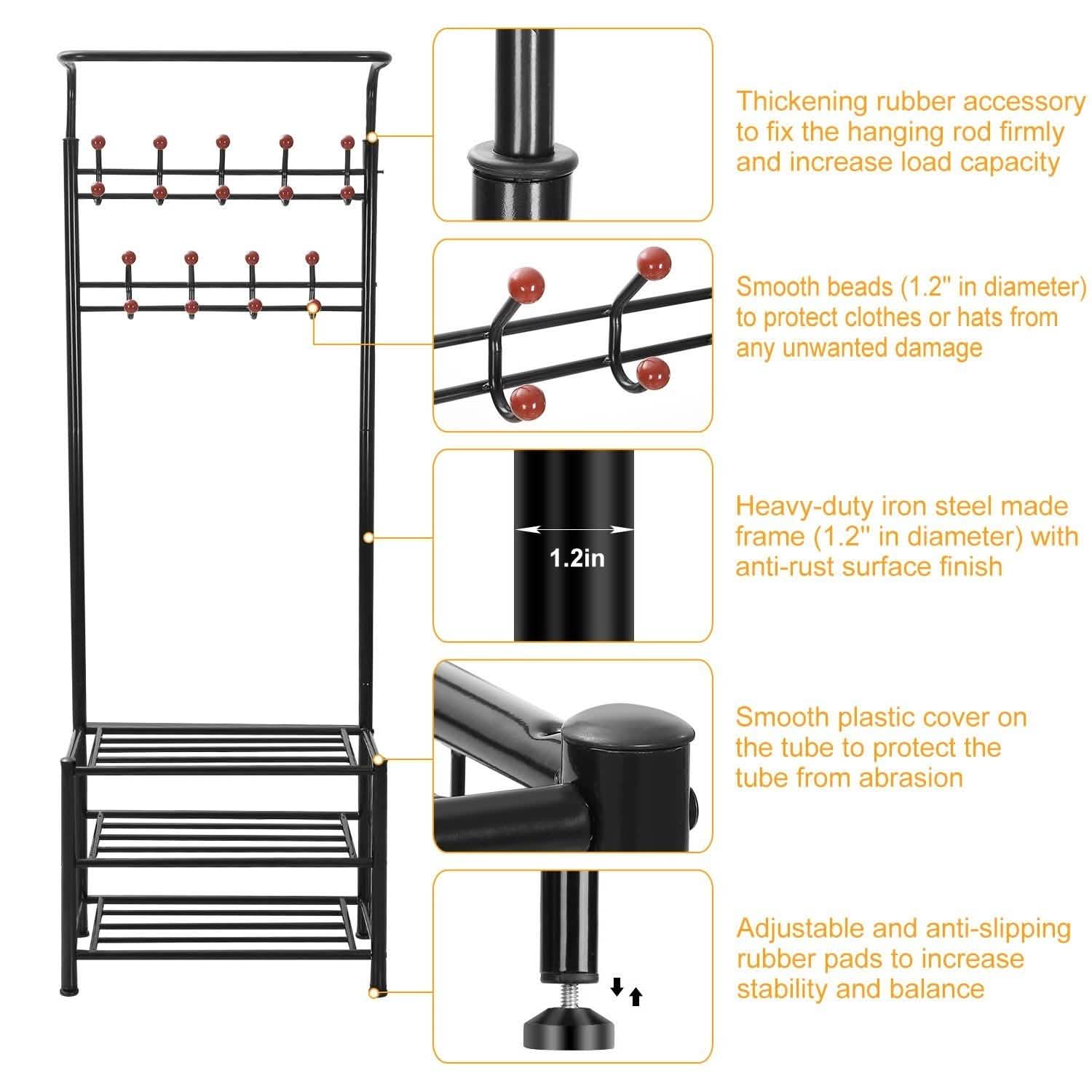 Metal Entryway Coat Shoe Rack