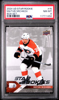 Graded 2024 Upper Deck Star Rookie Matvei Michkov #15 Box Set Rookie RC Hockey Card PSA 8 Near Mint