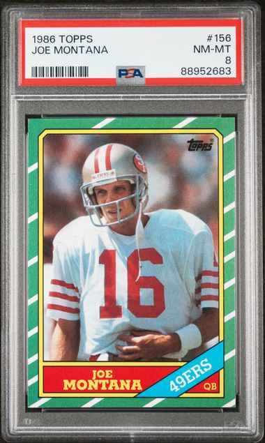 Graded 1986 Topps Joe Montana #156 Football Card PSA 8 NM-MT