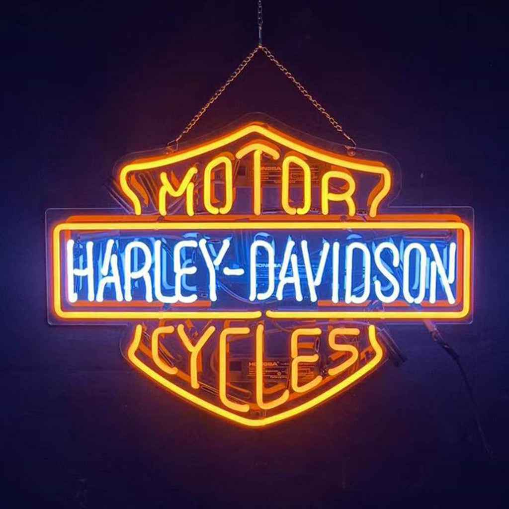 Orange Motorcycle Harley Davidson Neon Signs Light