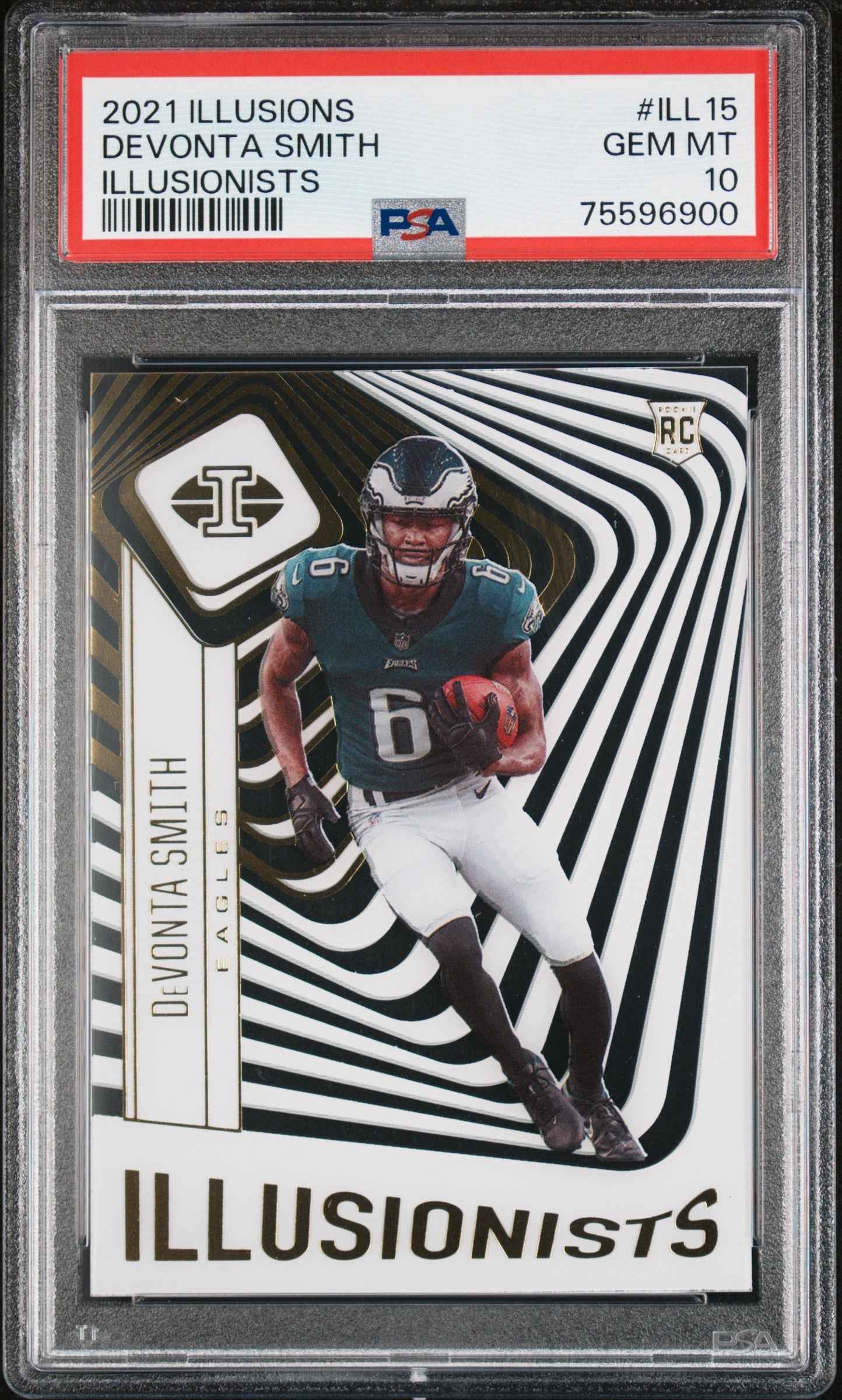 Graded 2021 Panini Illusions DeVonta Smith #ILL15 Illusionists Rookie RC Football Card PSA 10 Gem Mint