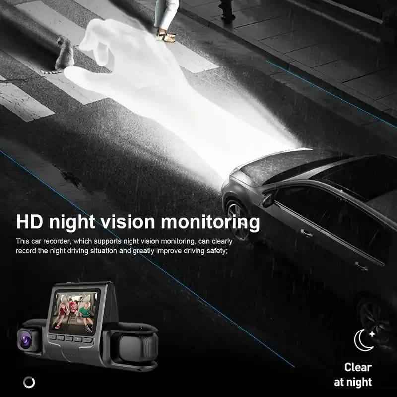 Car Dashcam Recorder, 2.0 Inch Screen Dual Lens HD Night Monitoring Mini Dash Cam