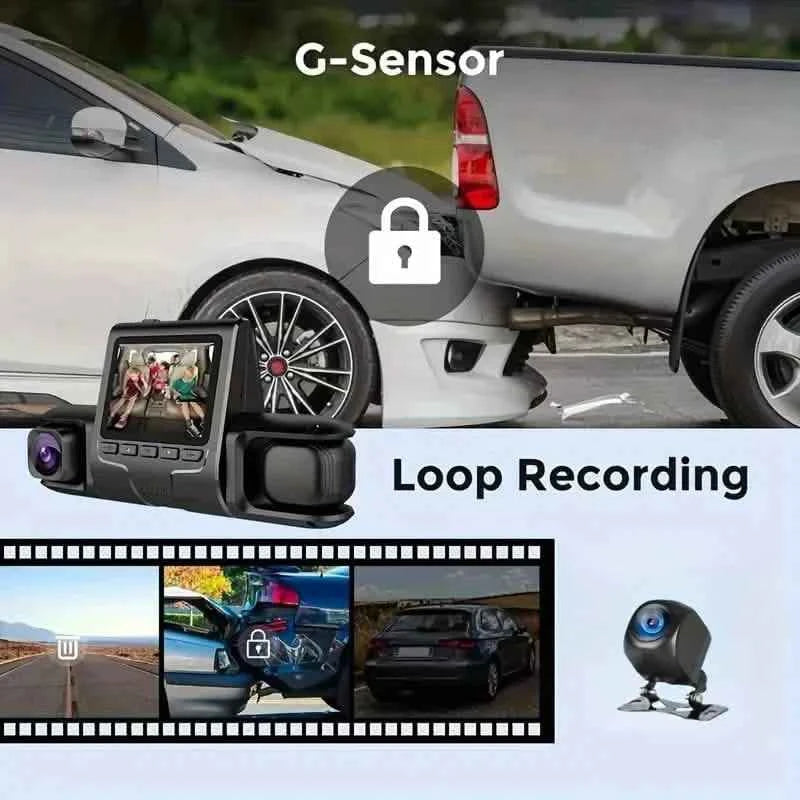 Car Dashcam Recorder, 2.0 Inch Screen Dual Lens HD Night Monitoring Mini Dash Cam