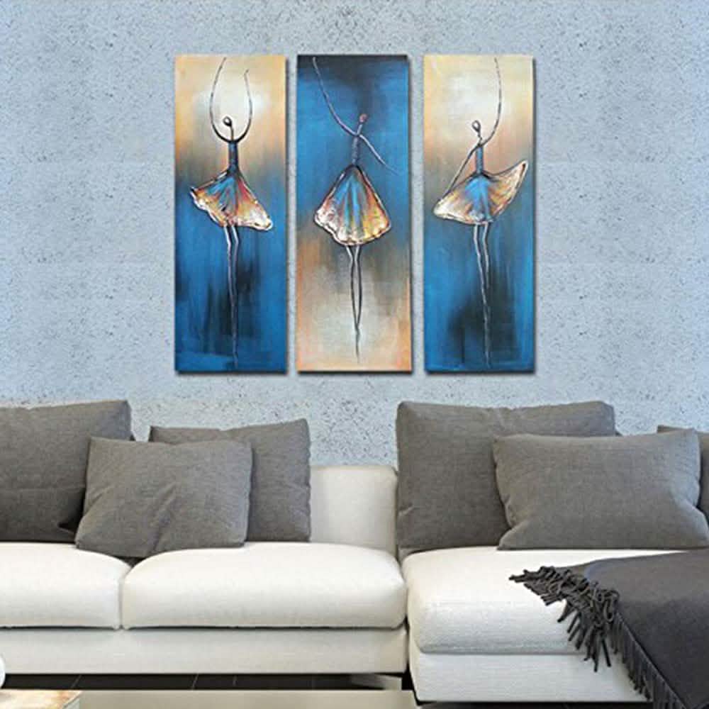 Multi-Panel Modern Abstract Paintings on Canvas Stretched on Wood