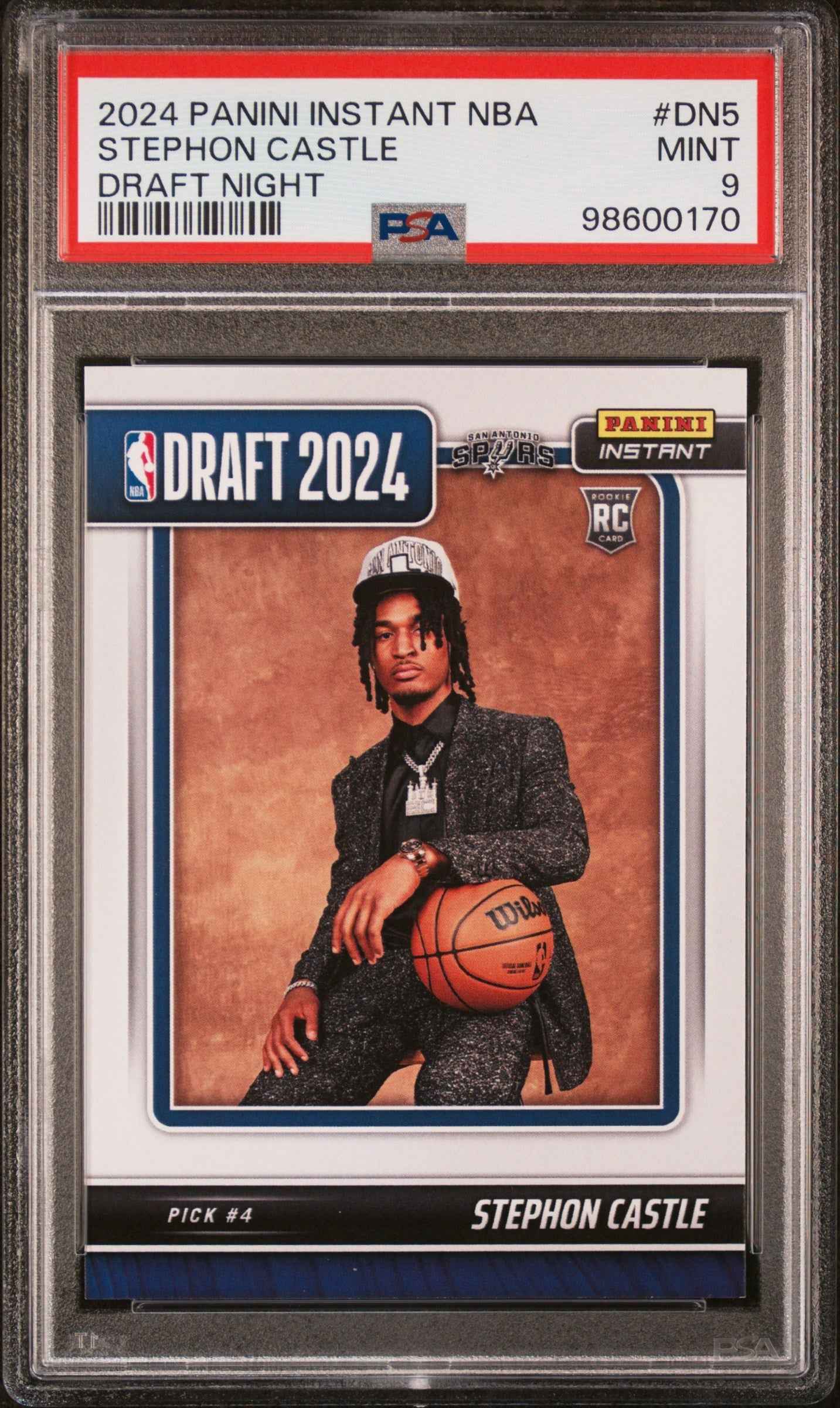 Graded 2024 Panini Instant NBA Stephon Castle #DN5 Draft Night Rookie RC Basketball Card PSA 9 Mint