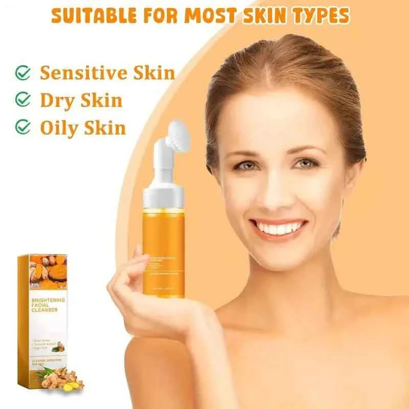Natural Turmeric Glow Facial Cleanser - Gentle Foaming Face Wash for All Skin Types