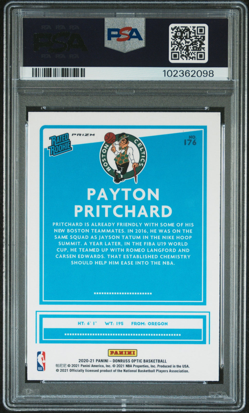 Graded 2020 Panini Donruss Optic Payton Pritchard #176 Blue Velocity Rookie RC Basketball Card PSA 10 Gem Mint