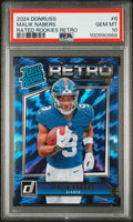 Graded 2024 Panini Donruss Malik Nabers #6 Rated Rookies Retro Rookie RC Football Card PSA 10 Gem Mint