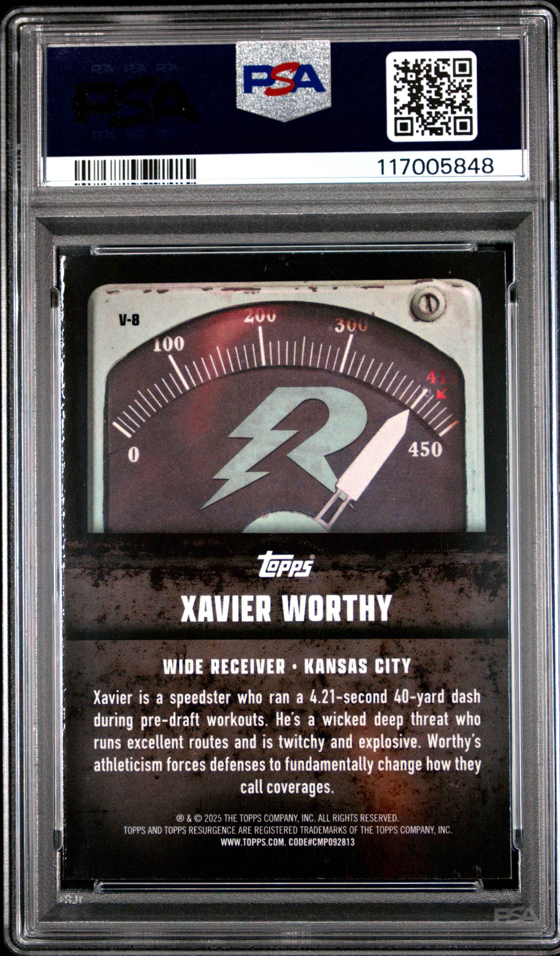 Graded 2024 Topps Resurgence Xavier Worthy #V8 Voltaic Blue Surge /99 Rookie RC Football Card PSA 10 Gem Mint
