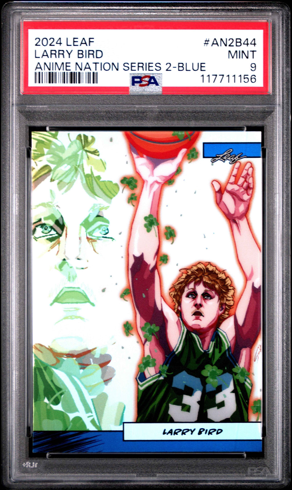 Graded 2024 Leaf Larry Bird #AN2B44 Anime Nation Series 2 Blue /75 Basketball Card PSA 9 Mint