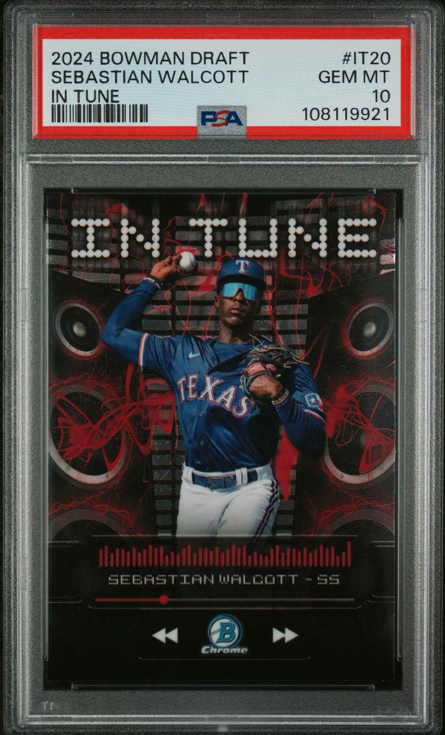 Graded 2024 Topps Bowman Draft Sebastian Walcott #IT20 In Tune Rookie RC Baseball Card PSA 10 Gem Mint