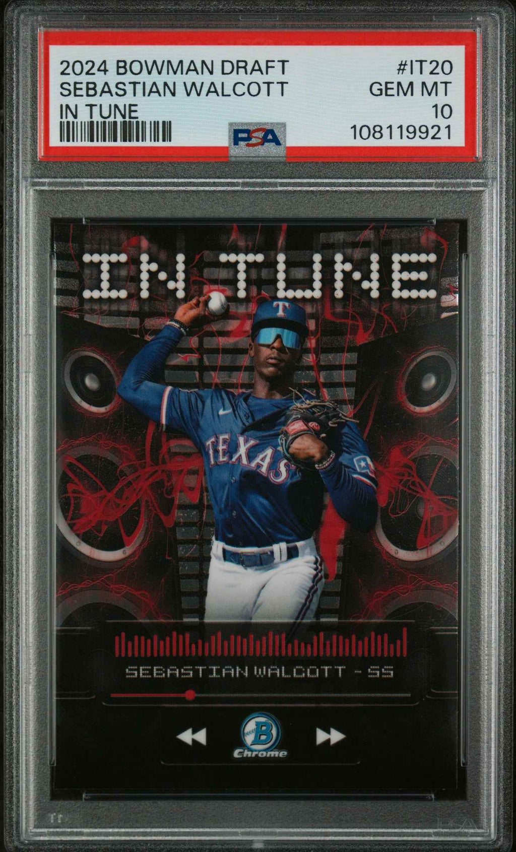 Graded 2024 Topps Bowman Draft Sebastian Walcott #IT20 In Tune Rookie RC Baseball Card PSA 10 Gem Mint