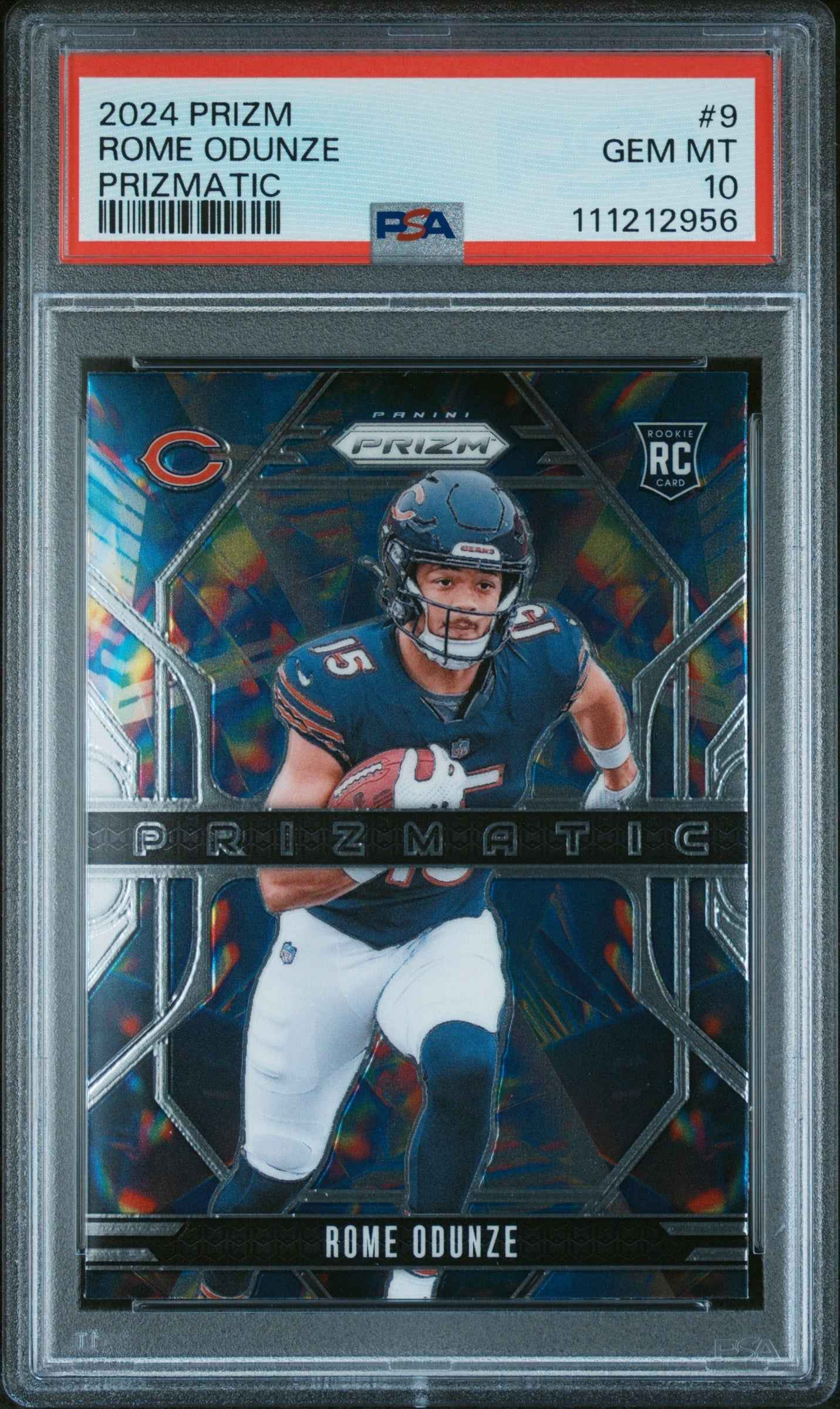 Graded 2024 Panini Prizm Rome Odunze #9 Prizmatic Rookie RC Football Card PSA 10 Gem Mint